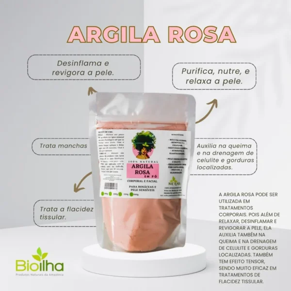Argila rosa em pó 200 g - Imagem 2